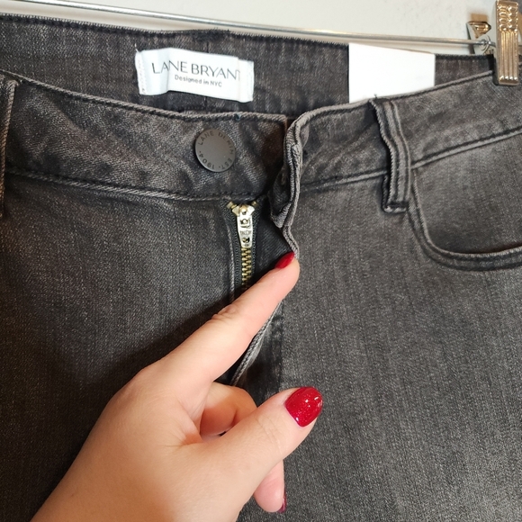 NWT Lane Bryant Pearl Embellished Kick Boot charcoal Super stretch jeans Sz 16P - Picture 14 of 16